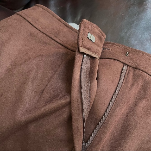 NWT-Addition Elle-Faux Suede Caramel Brown Midi Pencil Skirt-Size 16 - Picture 5 of 9